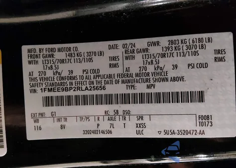 2024 Ford Bronco Badlands z USA, uszkodzony, nr VIN 1FMEE9BP2RLA25656